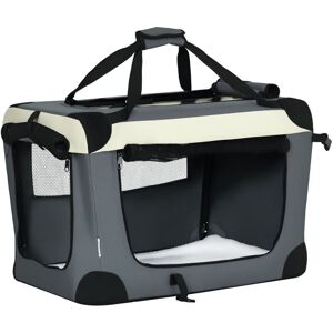 70cm Foldable Pet Carrier Cat Bag, Portable Travel Bag for Miniature Dogs Grey - Pawhut
