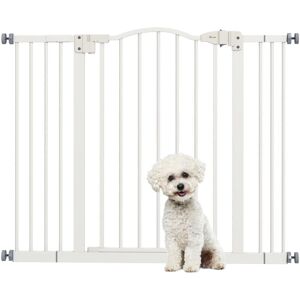 PawHut Adjustable Metal Pet Gate Safety Barrier w/ Auto-Close Door 78H x 74-100Wcm