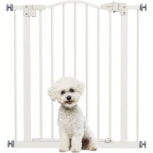 Pawhut - Adjustable Metal Pet Gate Safety Barrier w/ Auto-Close Door 78H x 74-80Wcm