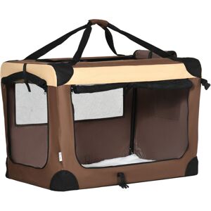 Pawhut - 70cm Foldable Pet Carrier Cat Bag, Portable Travel Bag for Miniature Dogs Brown