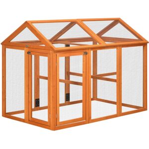 Pawhut - Chicken Run, Wooden Chicken Coop w/ Combinable Design Orange