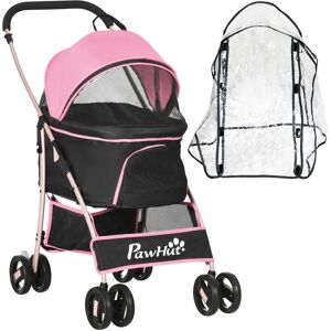 Pawhut - Detachable Pet Stroller with Rain Cover for Small and Tiny Dogs, Pink - Pink