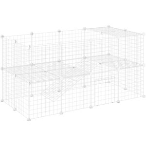 Diy Pet Playpen 36 Panel for Rabbit Chinchilla Hedgehog, White - Pawhut