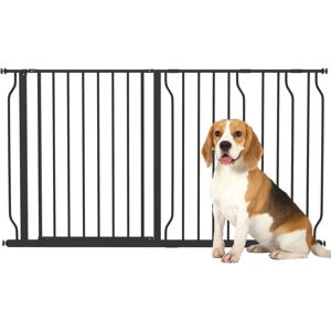 PawHut Dog Gate Wide Stair Gate w/ Door Pressure Fit 76H x 75-145W cm