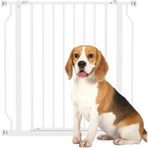 Pawhut - Dog Gate Wide Stair Gate w/ Door Pressure Fit White