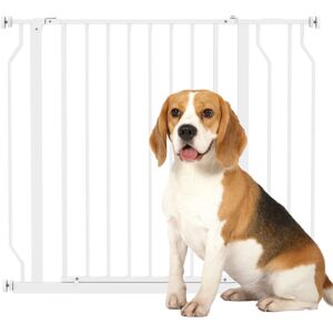 Pawhut - Dog Gate Wide Stair Gate w/ Door Pressure Fit, 75-95W cm White