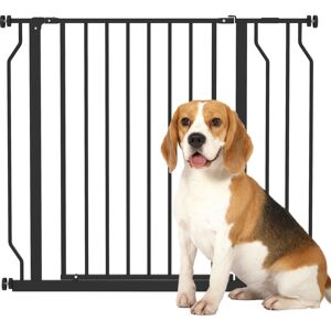 Pawhut - Dog Gate Wide Stair Gate w/ Door Pressure Fit, 75-95W cm Black