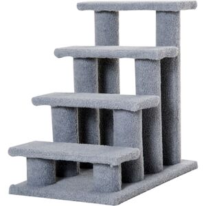 Pawhut - Dog Steps for Bed 4 Step Pet Stairs for Sofa Dog Cat Climb Ladder Grey