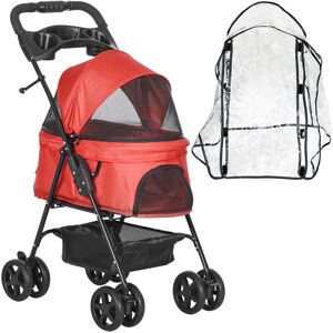 Pawhut - Dog Stroller with Rain Cover eva Wheels Brake Basket Adjustable Canopy