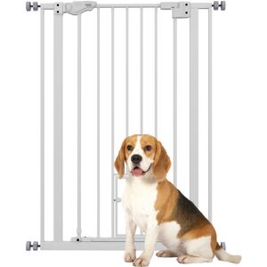 Pawhut - Extra Tall Dog Gate with Cat Door Auto Close for Stairs 74 - 80Wcm