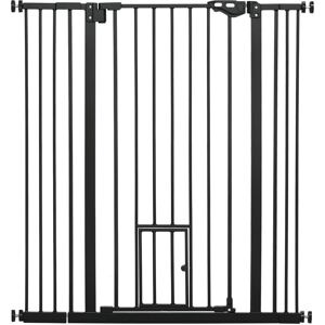 Extra Tall Dog Gate with Cat Flap, Pet Safety Gate for Doorways 104 cm Tall 101 x 104.1 cm - Pawhut