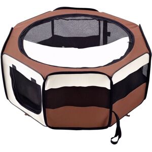 Fabric Dog Play Pen Puppy Pet Cat Rabbit Pig Guinea Playpen Run Brown - Pawhut