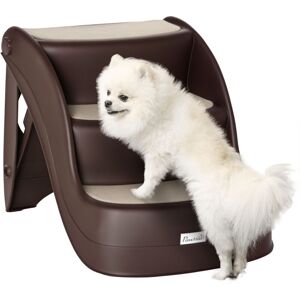 Foldable Pet Stairs Portable Dog Steps 3-Step Design with Non-slip Mats Brown - Pawhut
