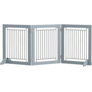 PawHut Foldable Wooden Pet Gate w/ 3 Panels 2 Support Feet for Small Dogs
