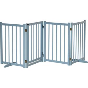 Pawhut - Freestanding Pet Gate for Small and Medium Dogs, Wooden Dog Safety Barrier Grey