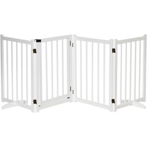 Pawhut - Freestanding Pet Gate for Small and Medium Dogs, Wooden Dog Safety Barrier White