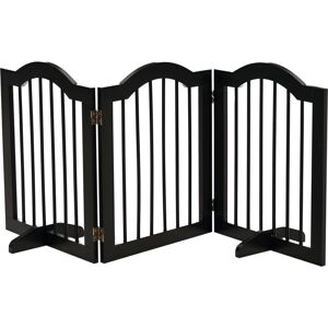 Freestanding Pet Gate Wooden Dog Gate with Support Feet for Doorway Stairs Black - Pawhut