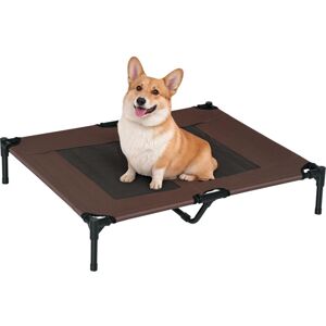 Pawhut - Large Raised Dog Bed Cat Elevated Lifted Cooling Portable Camping Basket Outdoor Indoor Mesh Pet Cot Metal Frame Brown Brown