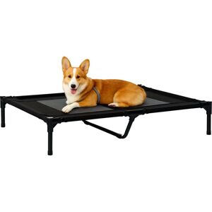 PawHut Large Raised Dog Bed Cat Elevated Lifted Cooling Portable Camping Basket Outdoor Indoor Mesh Pet Cot Metal Frame Brown Black