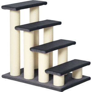 Pawhut - Dog Steps for Bed 4 Step Pet Stairs ladder for Dog Cat Scratch Post Grey