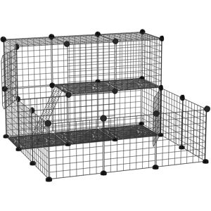 Pawhut - Pet Playpen diy Small Animal Cage for Rabbit Ferret Chinchilla - Black