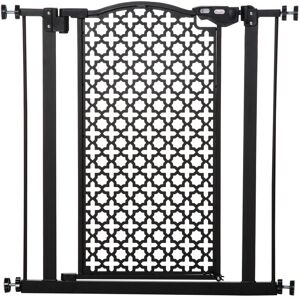 PawHut Pet Safety Gate Barrier Stair Pressure Fit Double Locking for Doorways Black 74-80W x 76.2H cm
