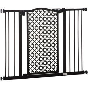 Pawhut - Pet Safety Gate Barrier Stair Pressure Fit Double Locking for Doorways Black 74-105W x 76.2H cm