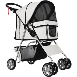 Pawhut - Pet Stroller for Small Miniature Dogs Foldable Travel Carriage Cup Holder Grey