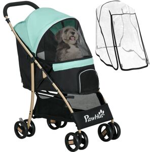 Pawhut - Pet Stroller for xs and s Dogs w/ Rain Cover Light Green