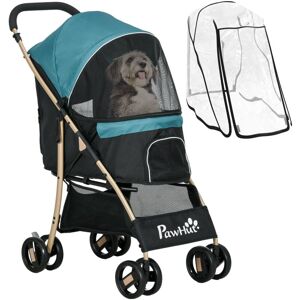 Pet Stroller for xs and s Dogs w/ Rain Cover Dark Green - Pawhut