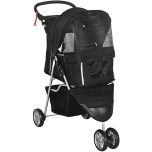 Pet Travel Stroller Cat Dog Pushchair Carrier Three Wheels for Small Dogs Black - Pawhut