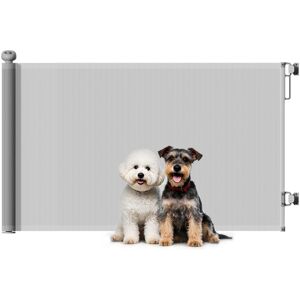 PawHut Retractable Stair Gate, Dog Gate Extends Up to 140 cm Wide, Grey
