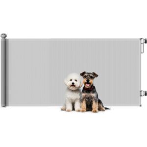 Pawhut - Retractable Stair Gate, Dog Gate Extends Up to 180 cm Wide, Grey