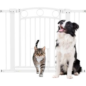 Pawhut - Stair Gate with Cat Door, Adjustable Width, 76-104cm and 77cm Tall