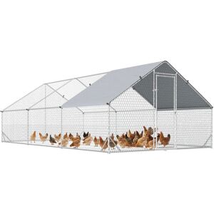 PawHut Walk In Chicken Run Galvanized Chicken Coop Hen Poultry House Cage Rabbit Hutch Pet Playpen Backyard With Water-Resist Cover, 3 x 2 x 2m 6 x 3 x 2m