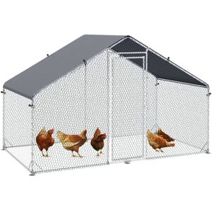 PawHut Walk In Chicken Run Galvanized Chicken Coop Hen Poultry House Cage Rabbit Hutch Pet Playpen Backyard With Water-Resist Cover, 3 x 2 x 2m 3 x 1.7