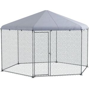 Pawhut - Walk-in Chicken Run w/ Cover, for 10-15 Chickens, Hens, Rabbits, Ducks