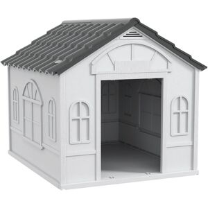 Pawhut - Weather-Resistant Dog House, Puppy Shelter for Large Dogs Grey