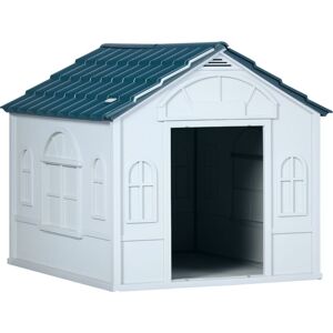 PawHut Weather-Resistant Dog House, Puppy Shelter for Medium Dogs Blue