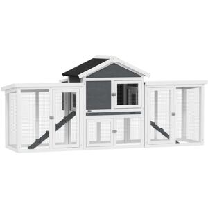 Pawhut - Wood Chicken Coop Hens Cage Poultry House with Nesting Boxes Run