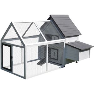 Pawhut - Wooden Chicken Coop Hen House Enclosure Garden with Ramp Run Nesting Box