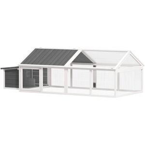 Pawhut - Wooden Chicken Run with Nesting Box, Openable Roof, for 4-8 Chickens