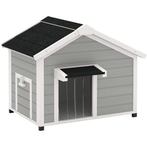 Pawhut - Wooden Dog house with Openable Roof, Removable Floor, Light Grey