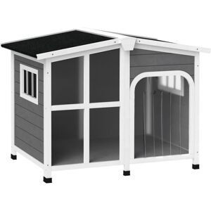 Pawhut - Wooden Dog Kennel, Dog House with Removable Floor, Charcoal Grey