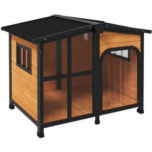 Pawhut - Wooden Dog Kennel, Dog House with Removable Floor, Yellow