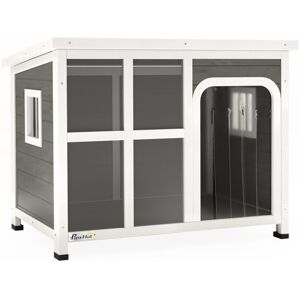 Pawhut - Outdoor Wooden Dog Kennel w/ Openable Top, 90 x 62 x 71cm