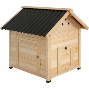 Pawhut - Wooden Duck House, Poultry Coop with Double Doors, Openable Roof