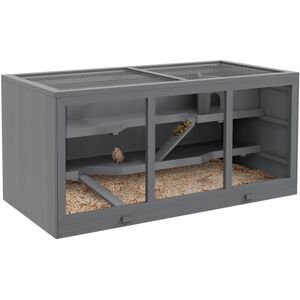 Pawhut - Wooden Hamster Cage, Exercise Play House Pen with Tray, Openable Top
