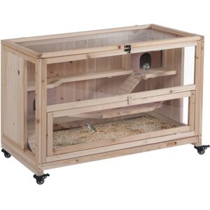 Pawhut - Wooden Hamster Cage, 3-Tier Roden Small Animals Hutch, 99 x 50 x 69 cm