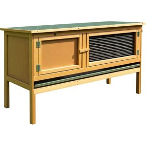 Pawhut - Wooden Rabbit Hutch Bunny Cage Outdoor Small Animal House w/ Hinged Top